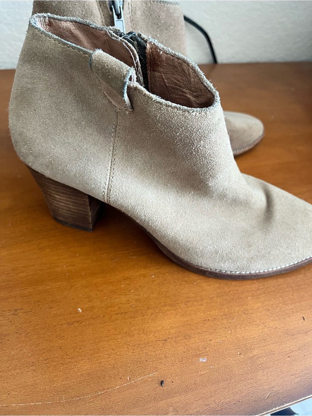 Madewell Brown Suede Leather Billie Stacked Heel Ankle Boots Womens Size 8.5